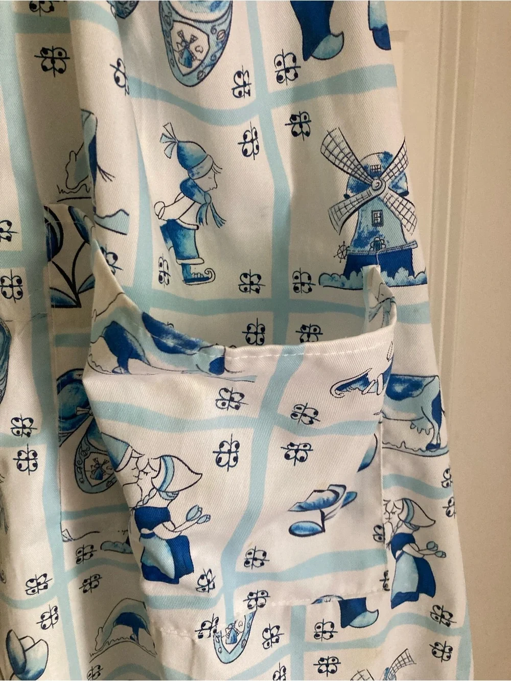 Classic Blue & White Tulip Print Kitchen Apron
